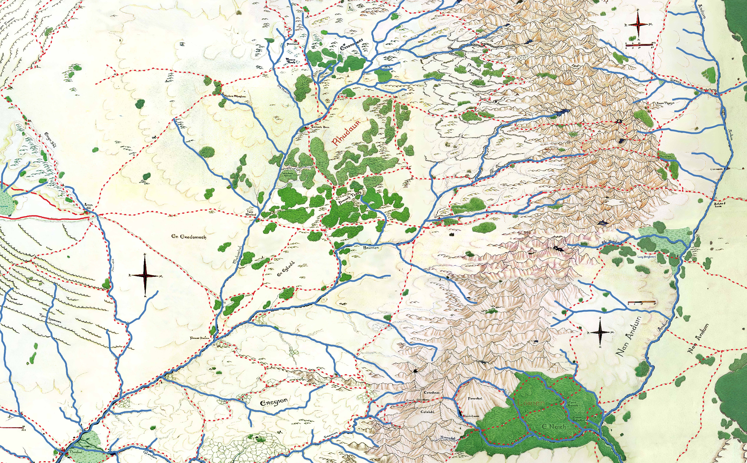 Roads, biomes and water layers over the map