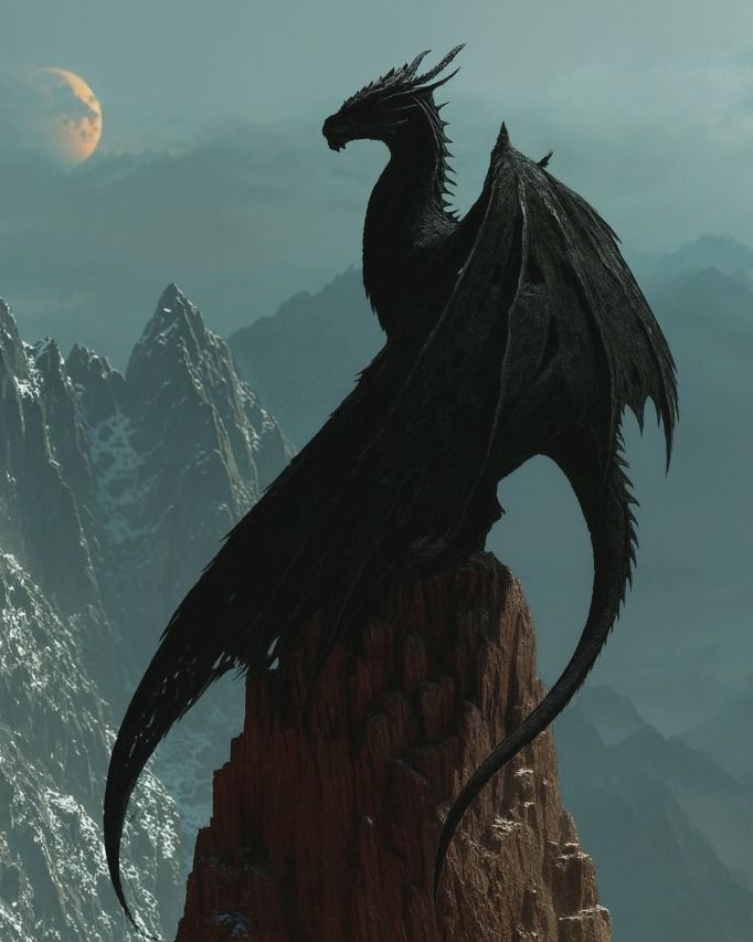 Dragon perched on a peak